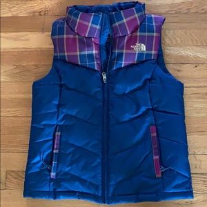 Plaid/Blue North Face Vest